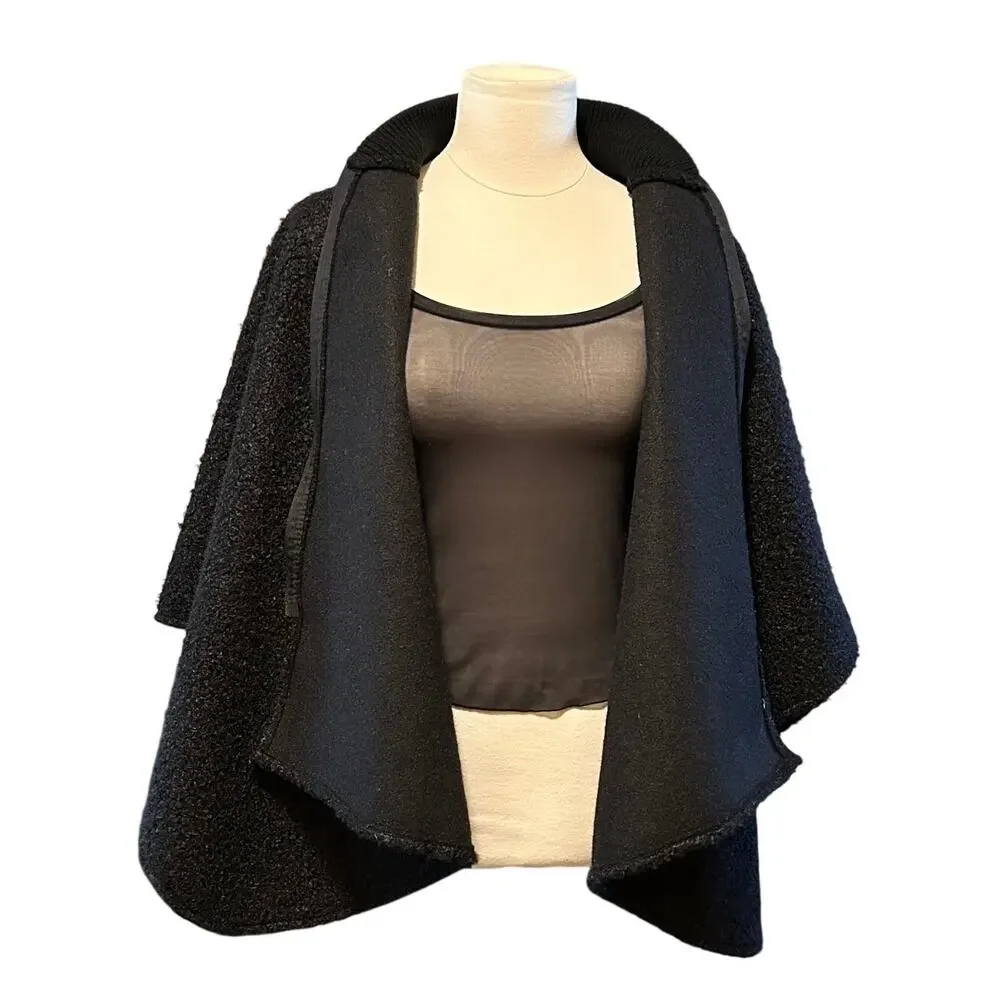 Canada Weathergear Zip Front Knit Cape Poncho Sweater Textured, One Size - Picture 2 of 11